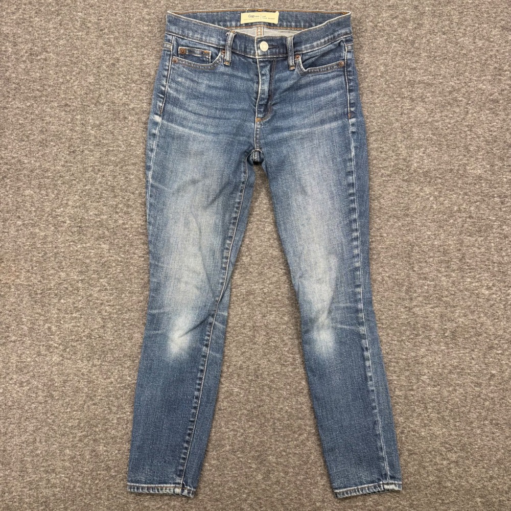 Gap 1969 True Skinny Jeans Womens 24 Regular Medium Wash Blue Denim Stretch